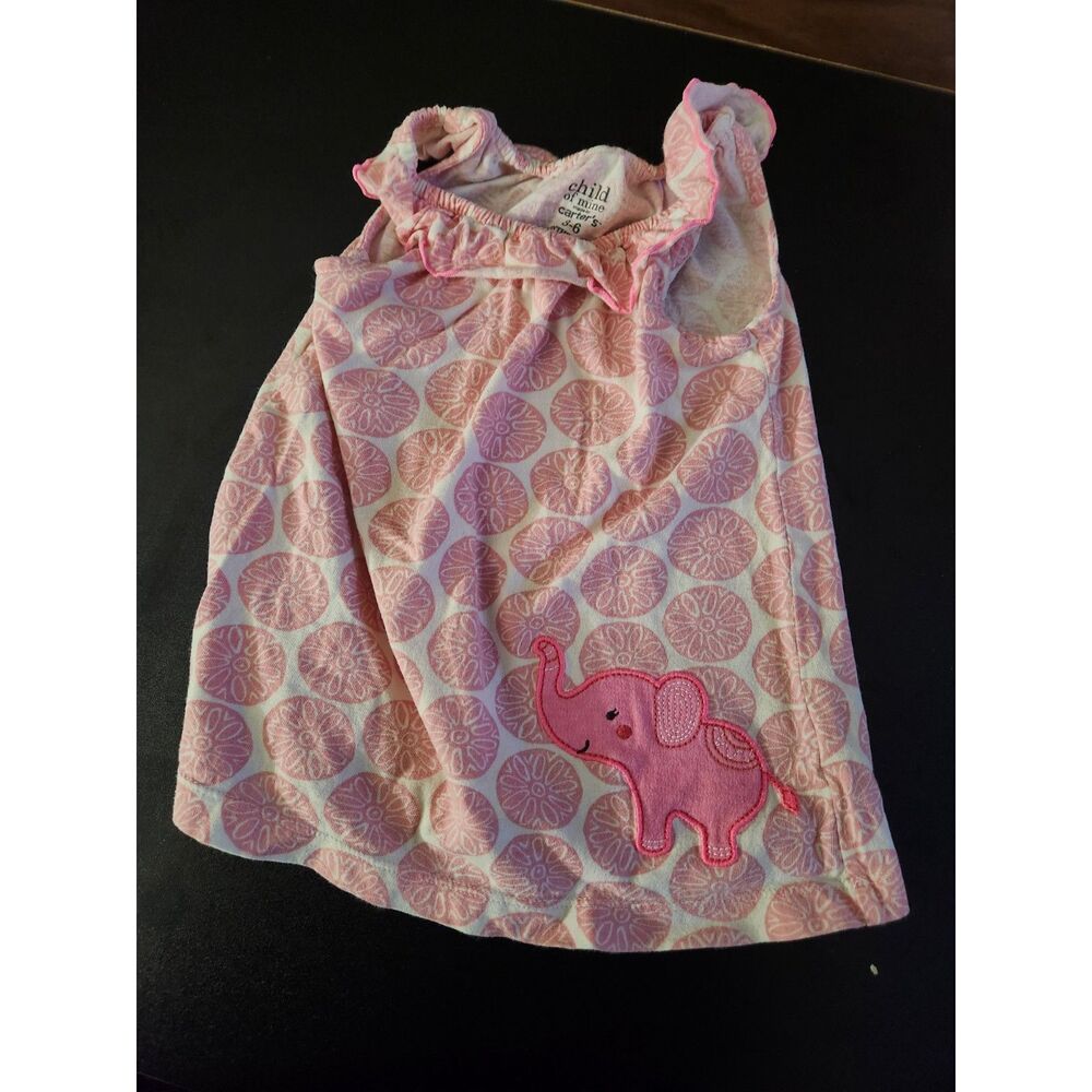 Child of Mine Carter's Baby Girl 3-6M Pink Elephant Ruffle Dress